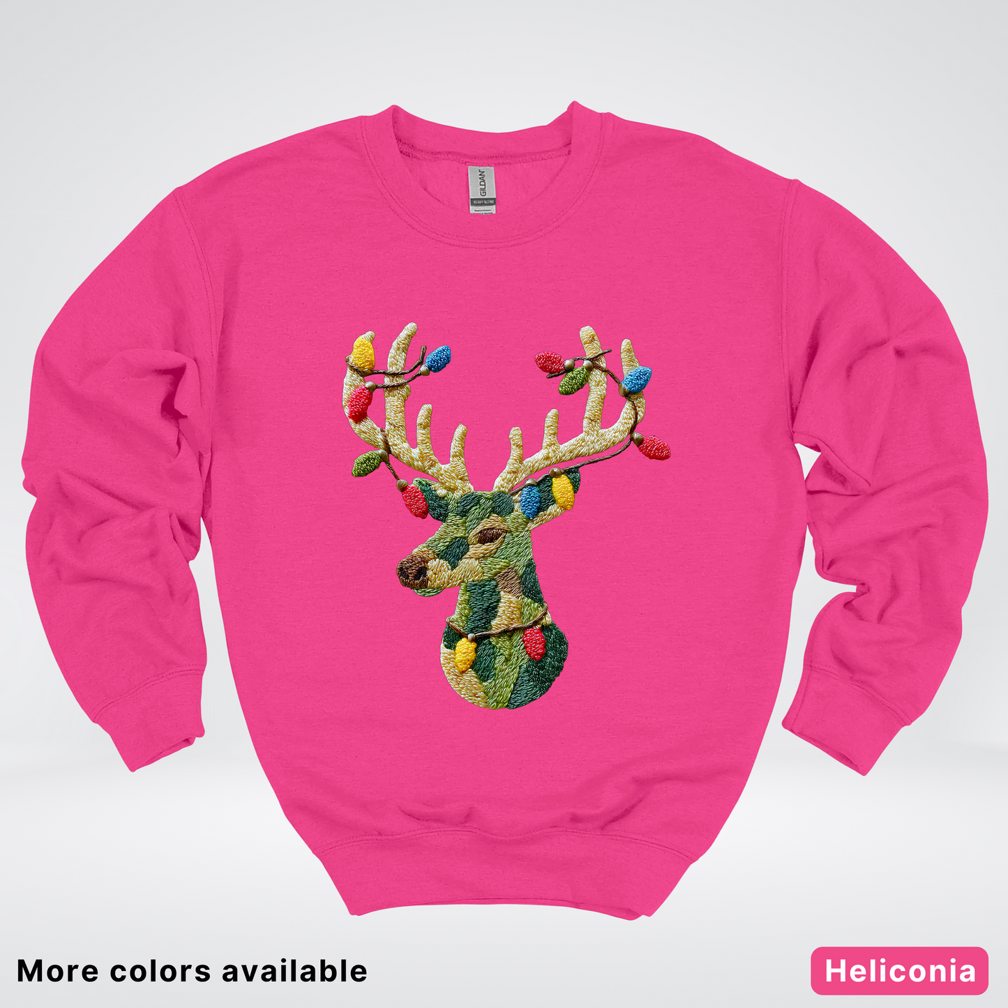 Festive Light-Up Reindeer Hook Yard Faux - Crewneck Sweatshirt