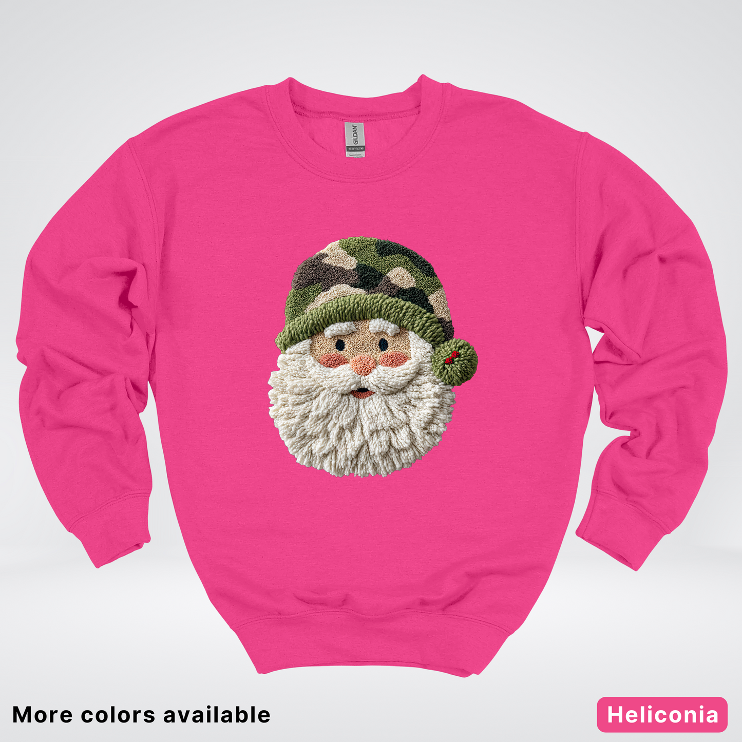 Woodland Santa Face (Hook Yard Faux Texture) - Crewneck Sweatshirt