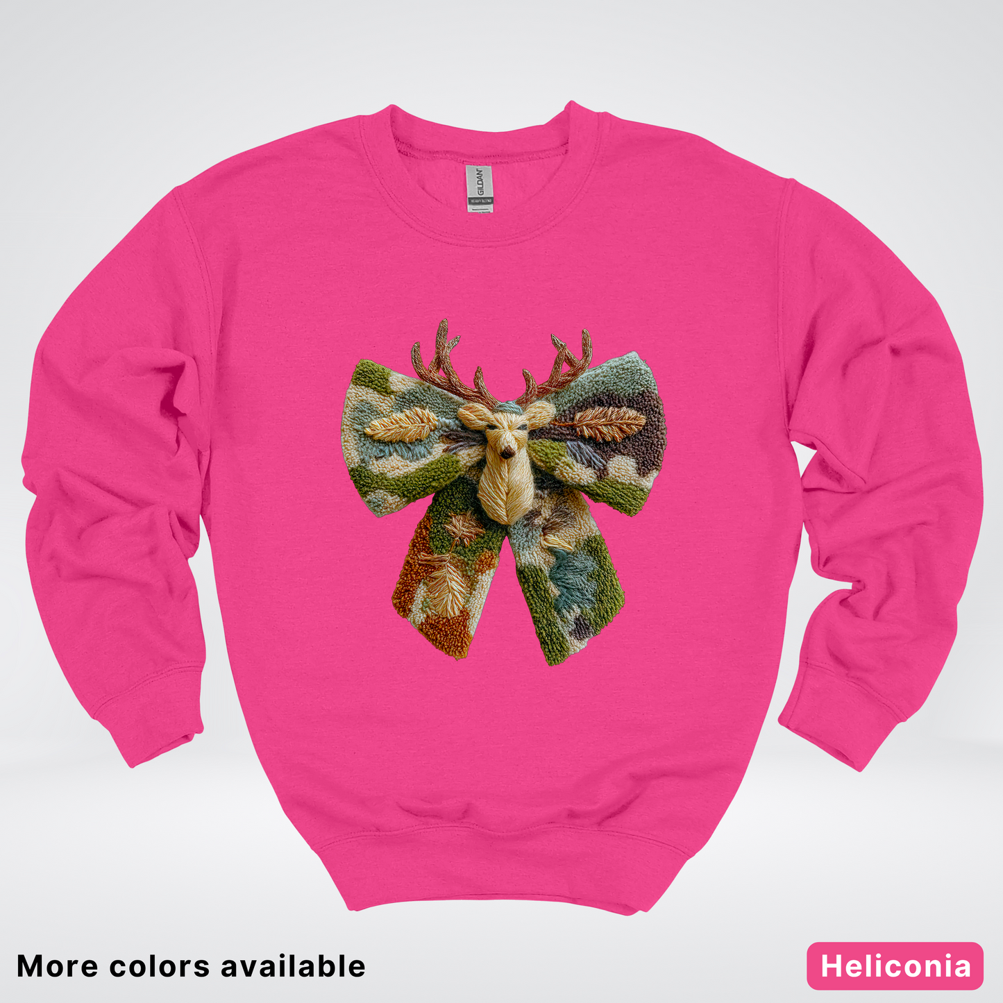 Neutral Woodland Bow Hook Yard Faux - Crewneck Sweatshirt
