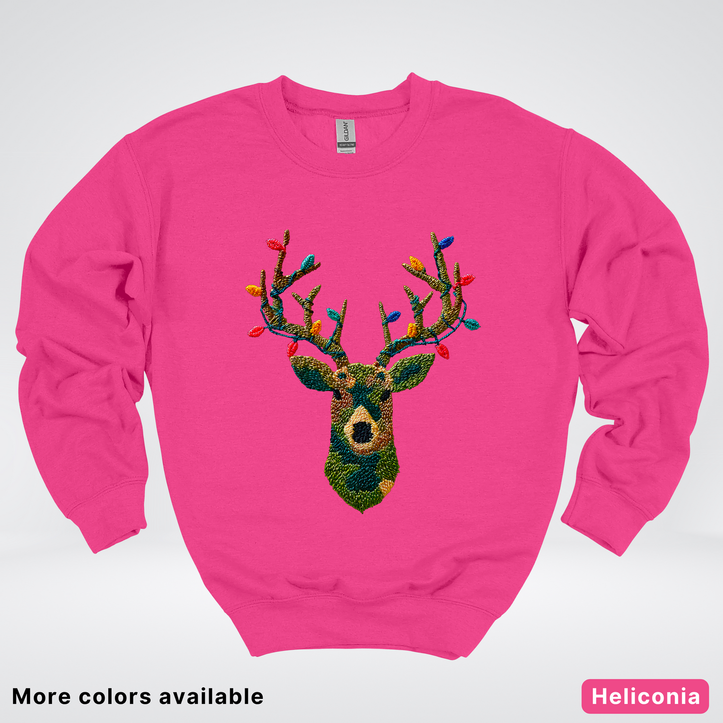 Rustic Reindeer Lights – Hook Yard Faux Texture - Crewneck Sweatshirt