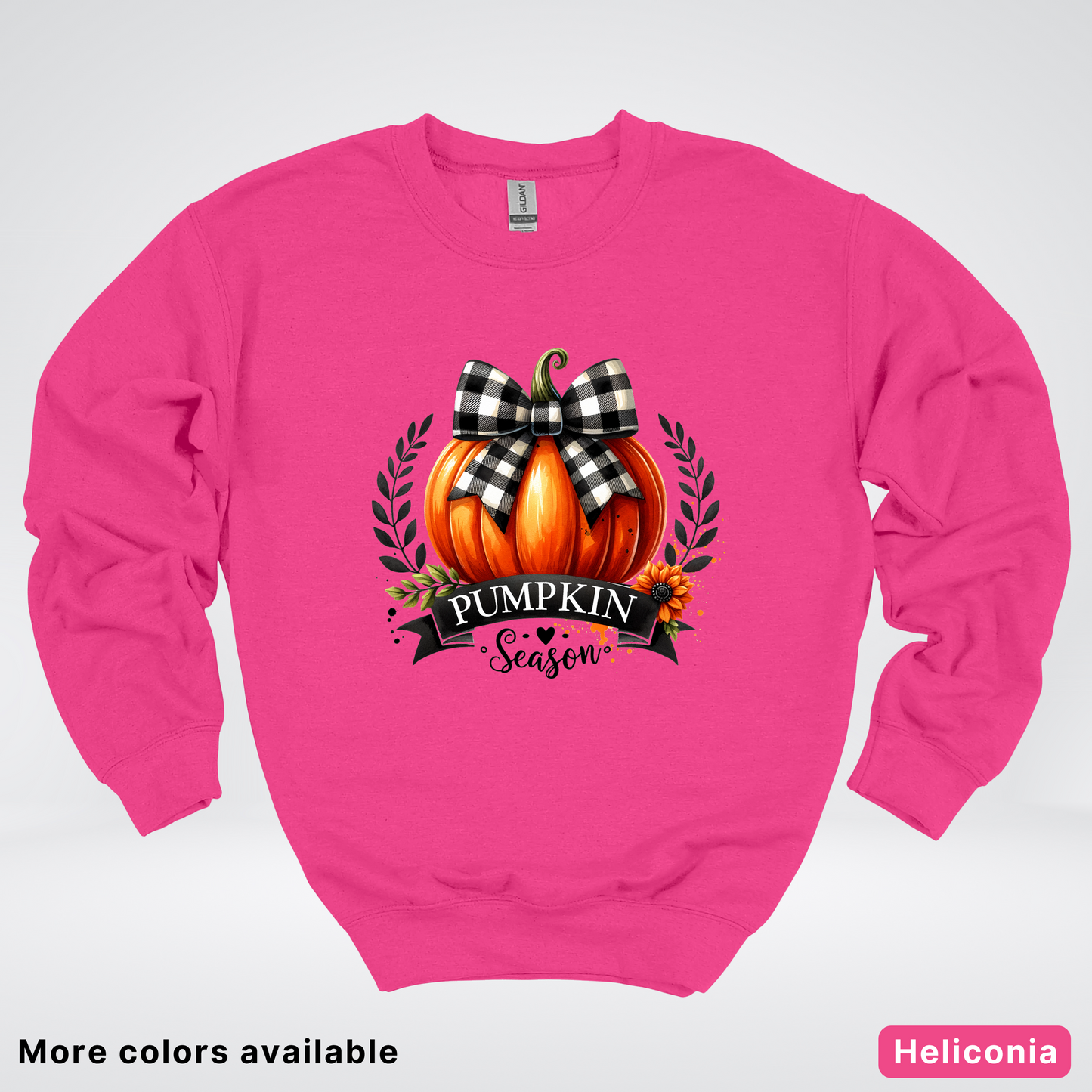 Pumpkin Season Black Plaid Bow - Sweatshirt