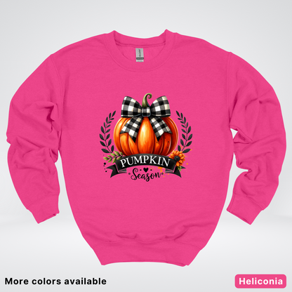 Pumpkin Season Black Plaid Bow - Sweatshirt