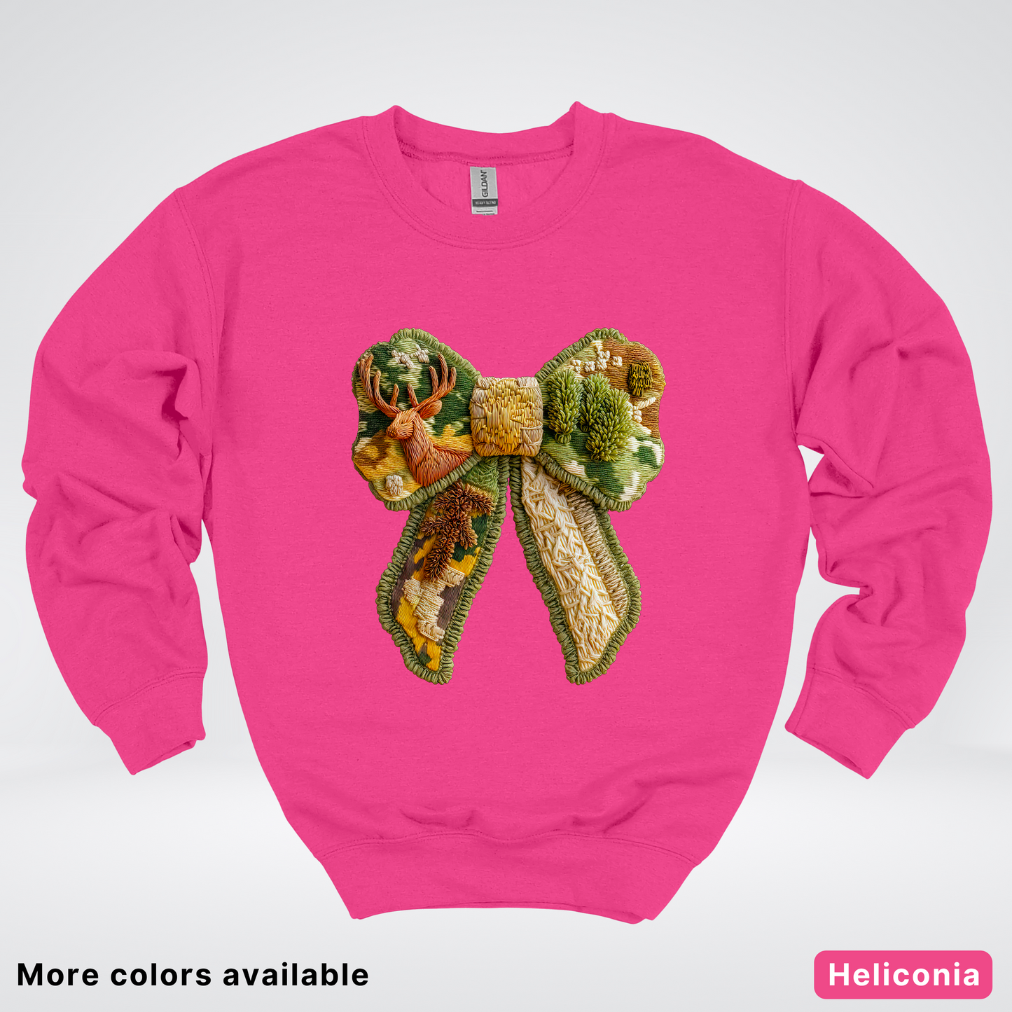 Forest Berry Bow Hook Yard Faux Look - Crewneck Sweatshirt