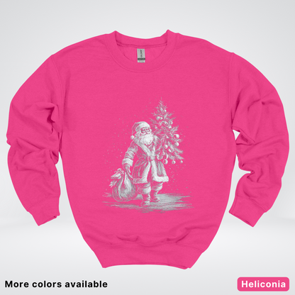 Vintage Santa with Christmas Tree - Crewneck Sweatshirt