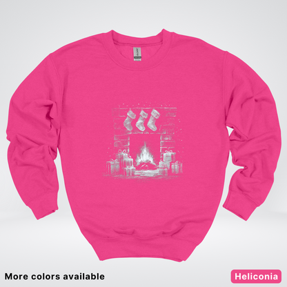 Vintage Christmas Fireplace Scene - Crewneck Sweatshirt