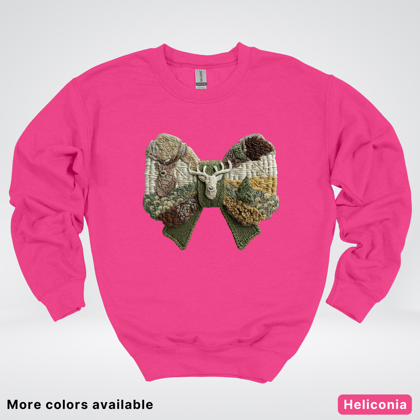 Rocking Horse Holiday Bow – Hook Yard Faux Look - Crewneck Sweatshirt