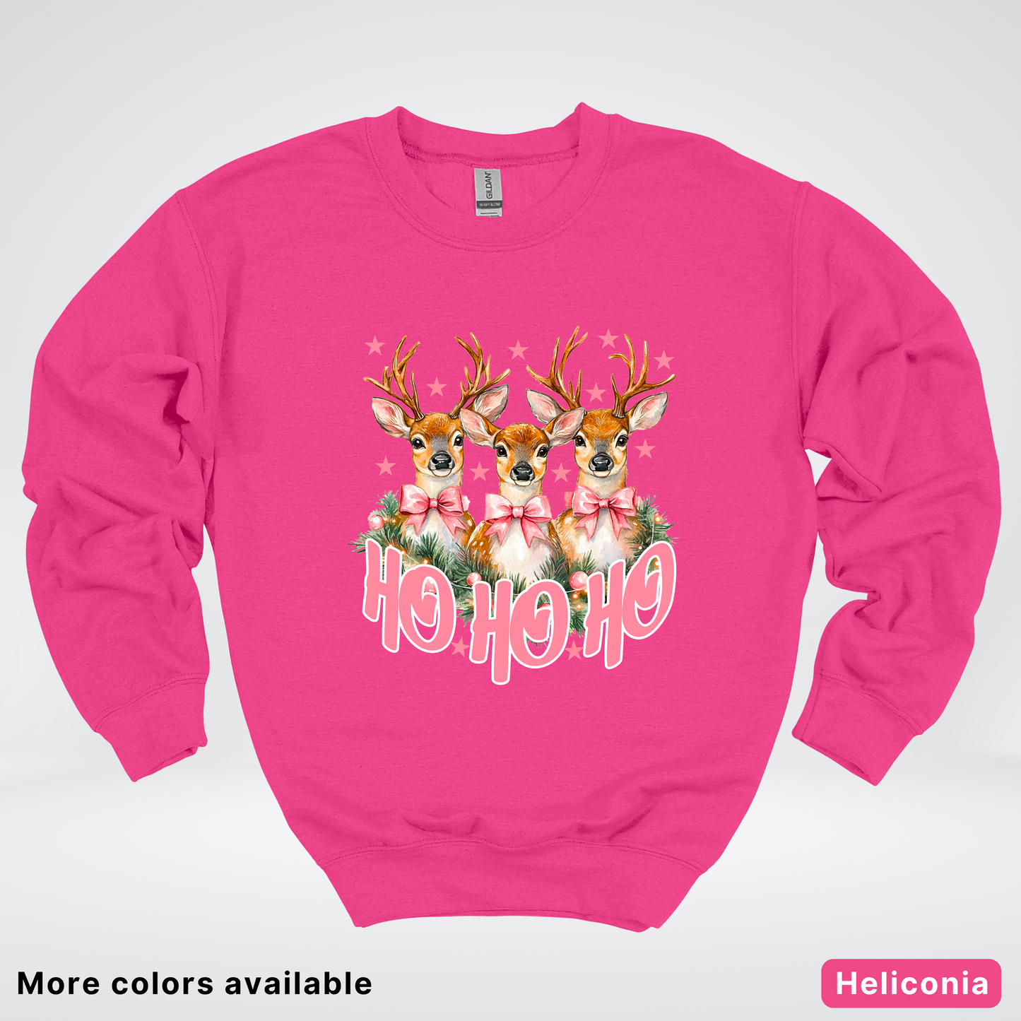 Ho Ho Ho Pink Deer Trio - Crewneck Sweatshirt