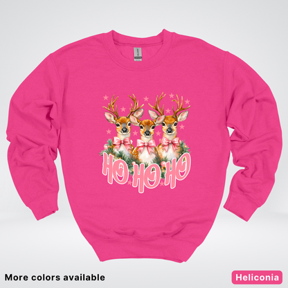 Ho Ho Ho Pink Deer Trio - Crewneck Sweatshirt