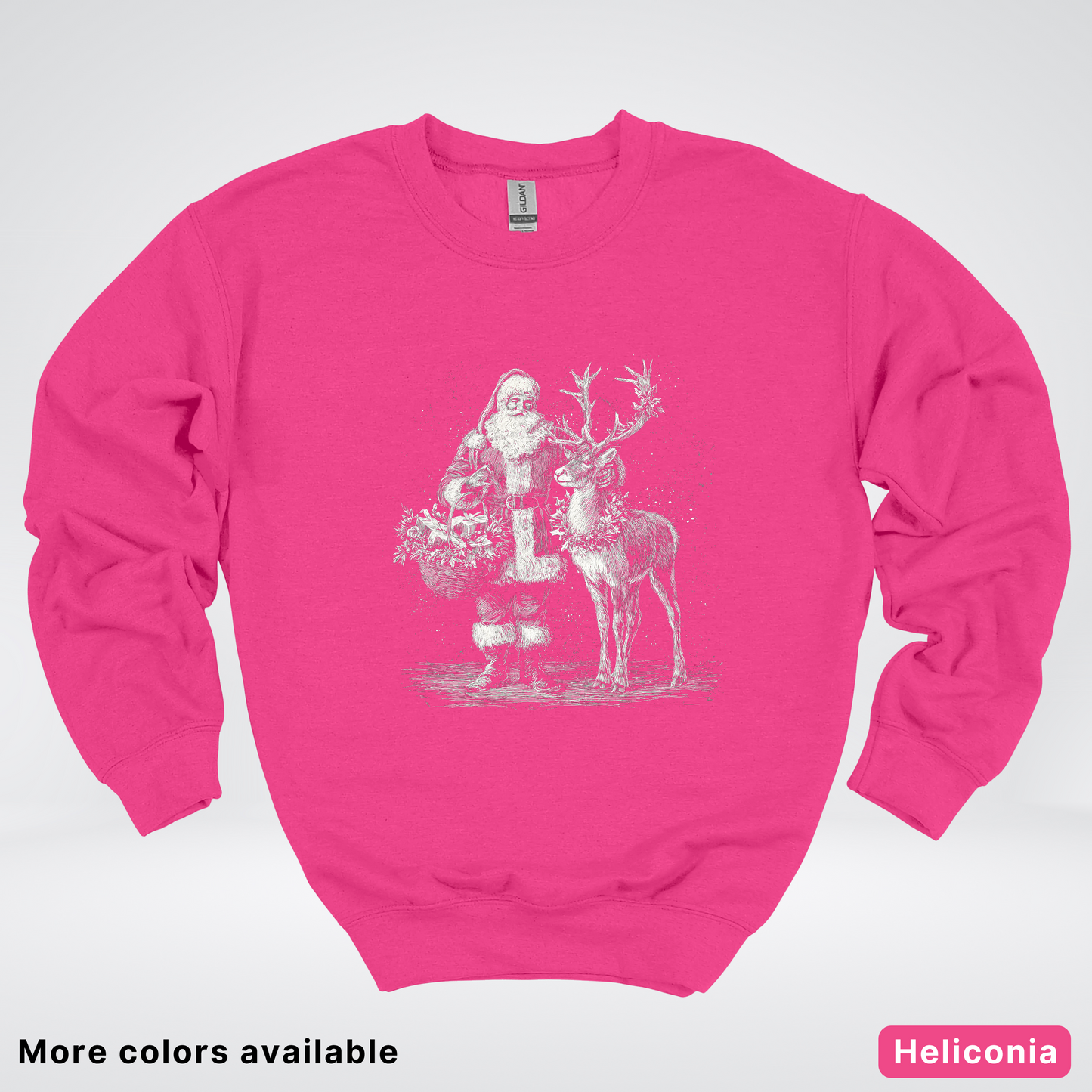 Vintage Santa and Reindeer - Crewneck Sweatshirt