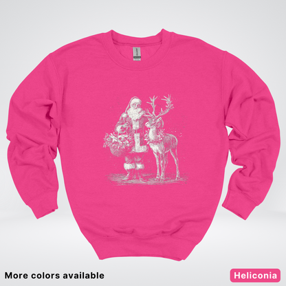 Vintage Santa and Reindeer - Crewneck Sweatshirt
