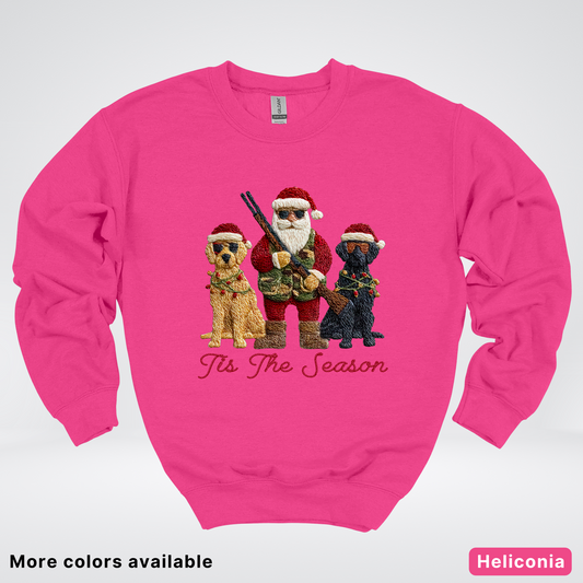 Tis The Season Hunting Santa Hook Yard Faux - Crewneck Sweatshirt