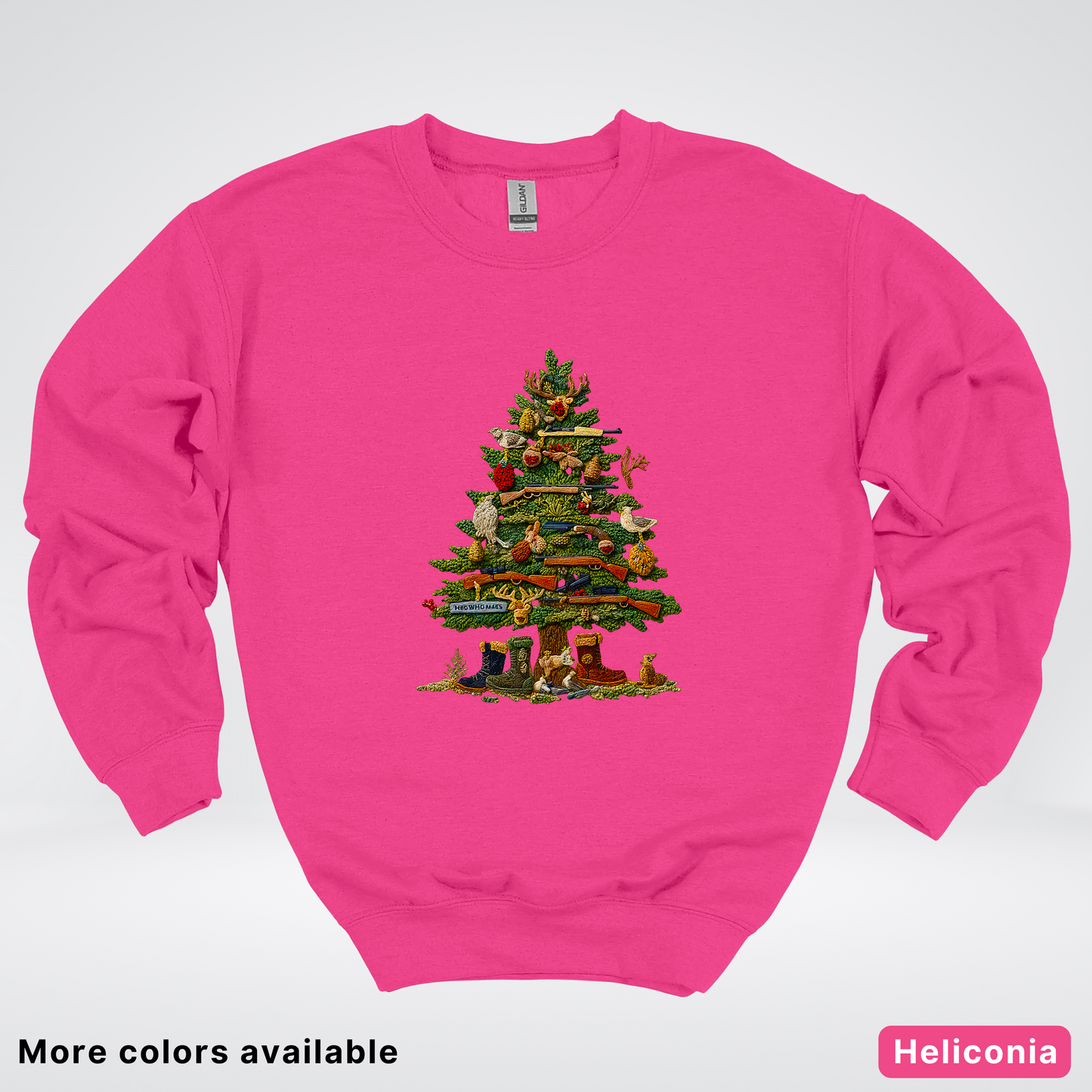 Woodland Critters Christmas Tree Hook Yard Faux - Crewneck Sweatshirt