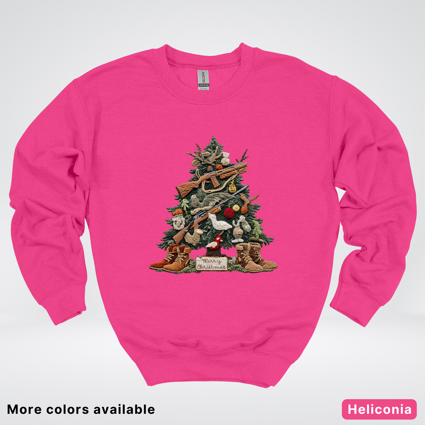 Rustic Holiday Tree & Boots (Hook Yard Faux) - Crewneck Sweatshirt