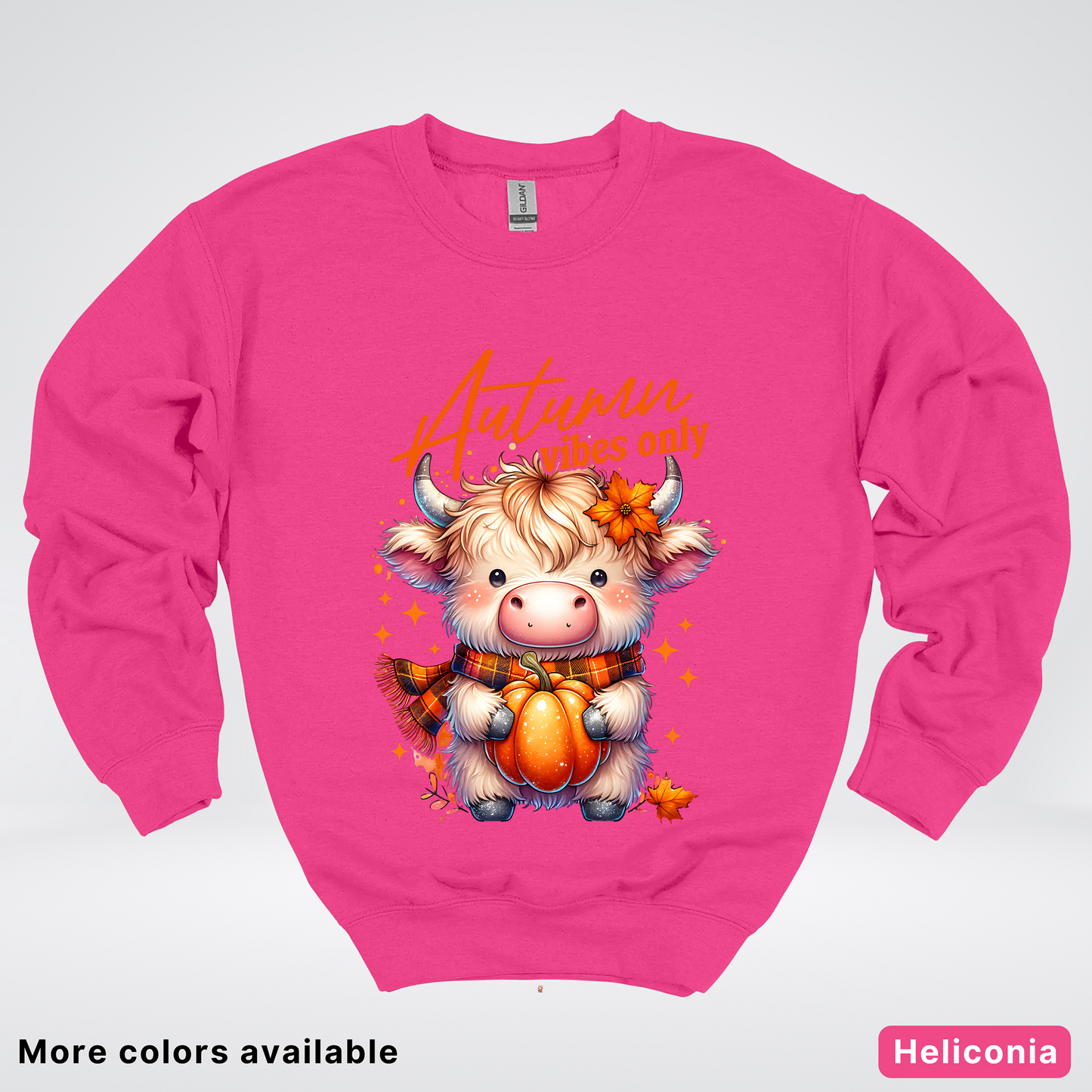 Autumn Fall Vibes Only Small Cow Calf Pumpkin - Crewneck Sweatshirt