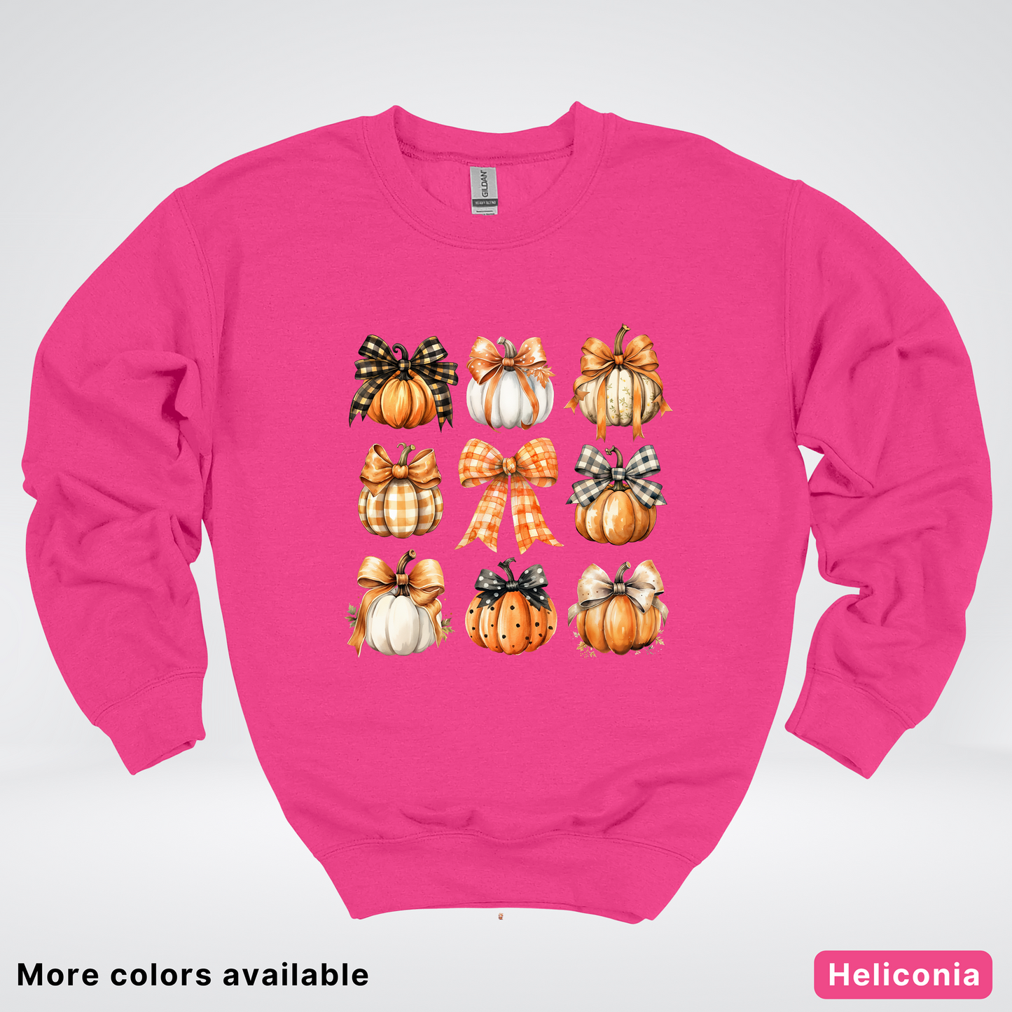 Flannel Bows & Pumpkin Coquette Fall Autumn - Crewneck Sweatshirt