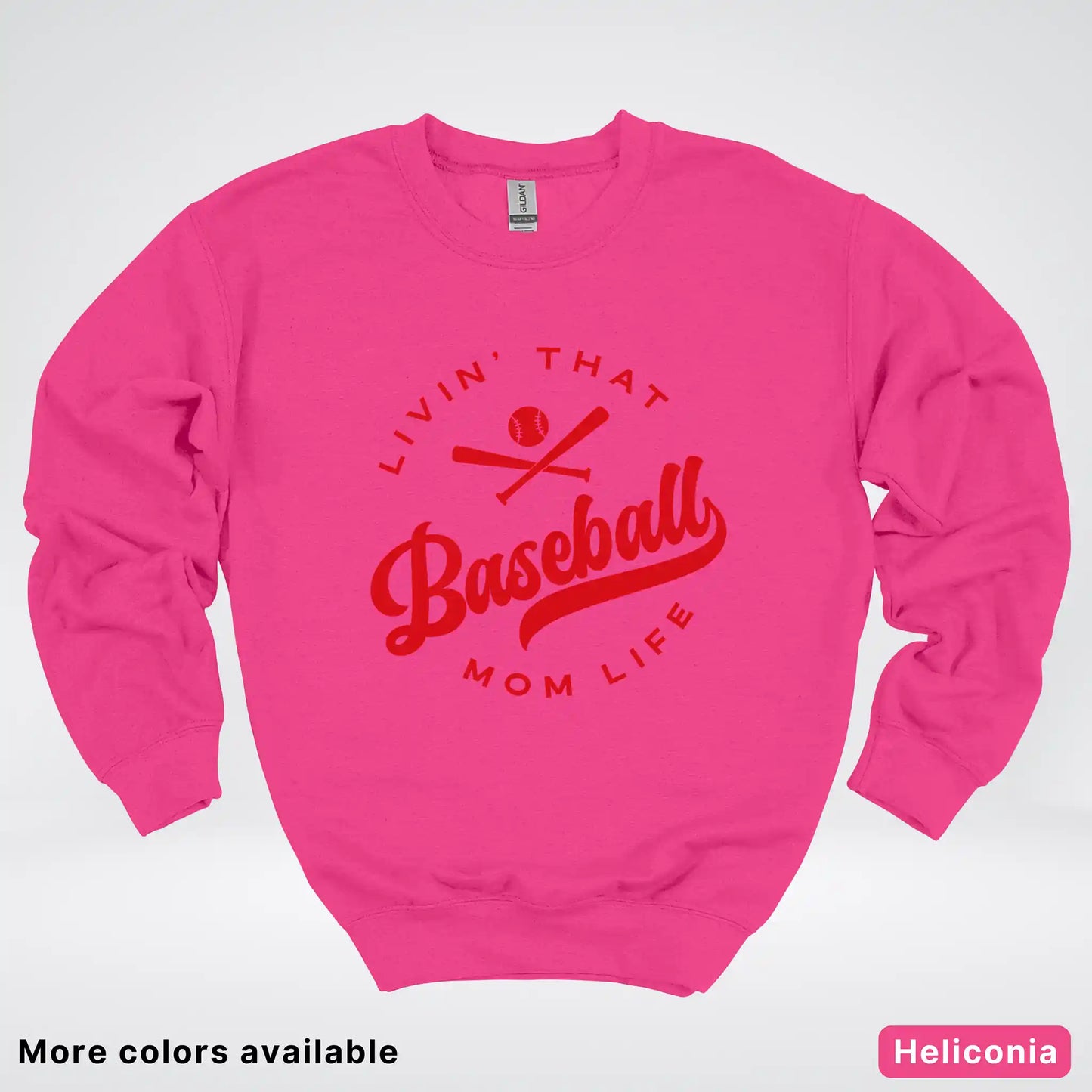 Livin' That Baseball Mom Life - Red Design - Crewneck Sweatshirt