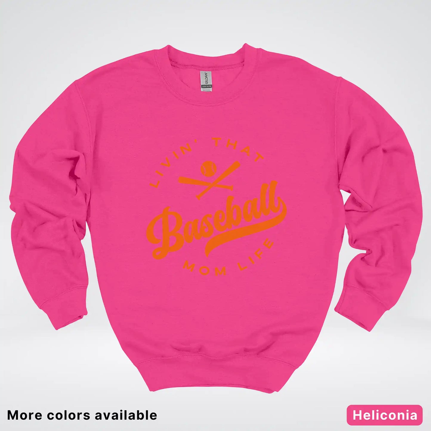 Livin' That Baseball Mom Life – Orange Design - Crewneck Sweatshirt