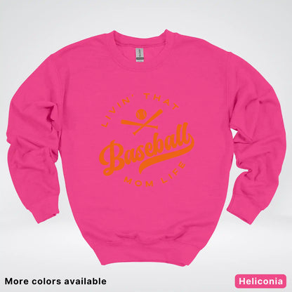 Livin' That Baseball Mom Life – Orange Design - Crewneck Sweatshirt