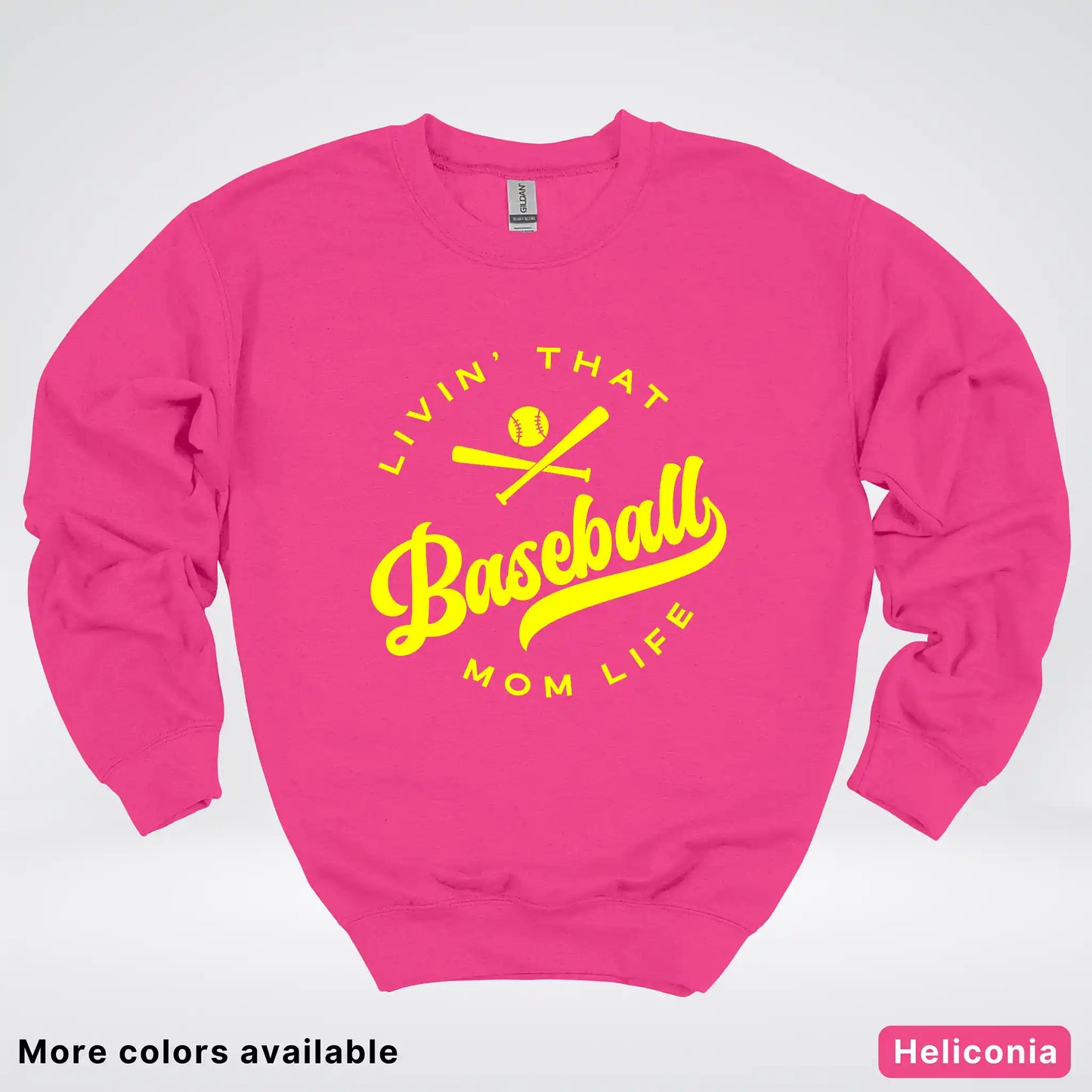 Livin' That Baseball Mom Life - Yellow Design - Crewneck Sweatshirt