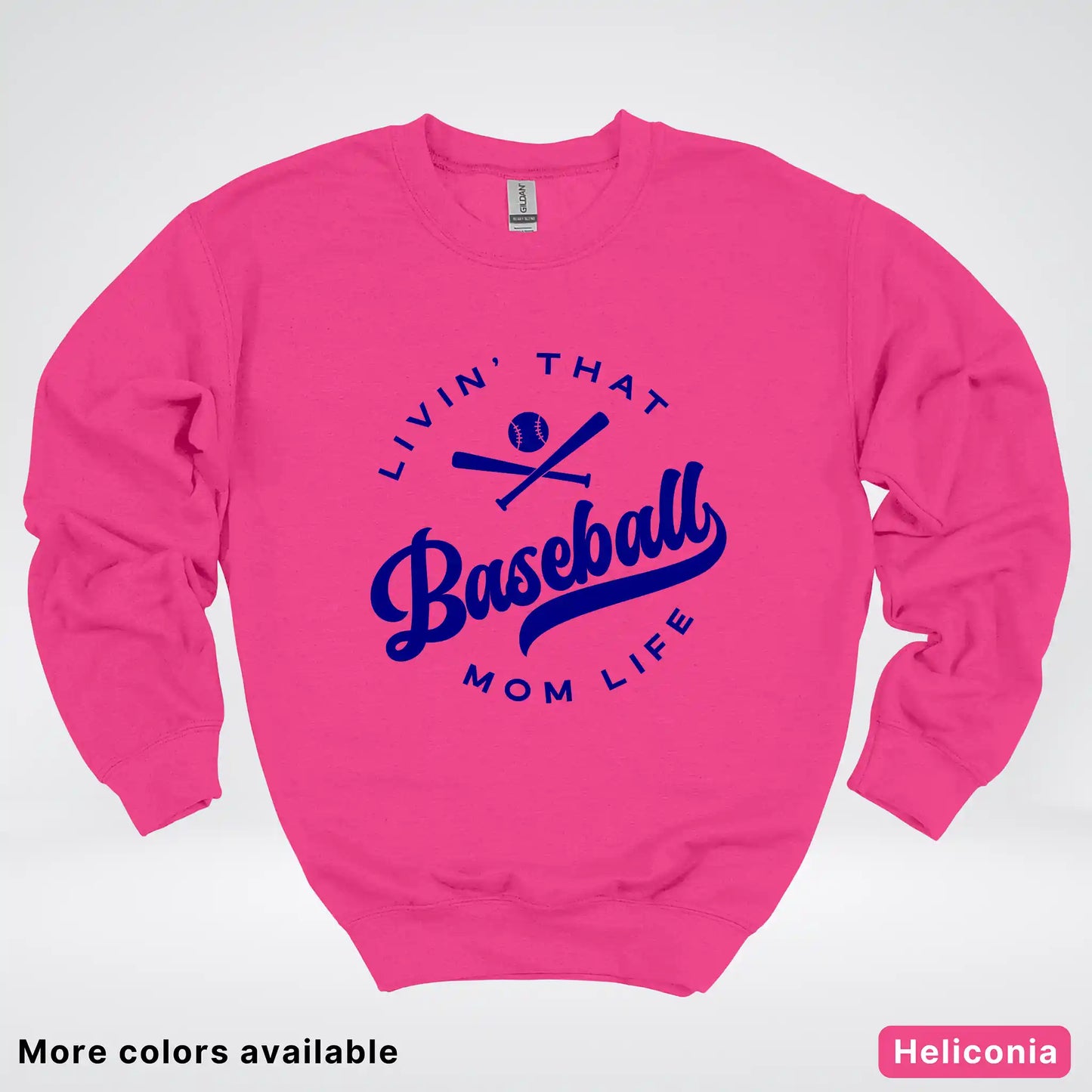 Livin' That Baseball Mom Life - Navy Design - Crewneck Sweatshirt