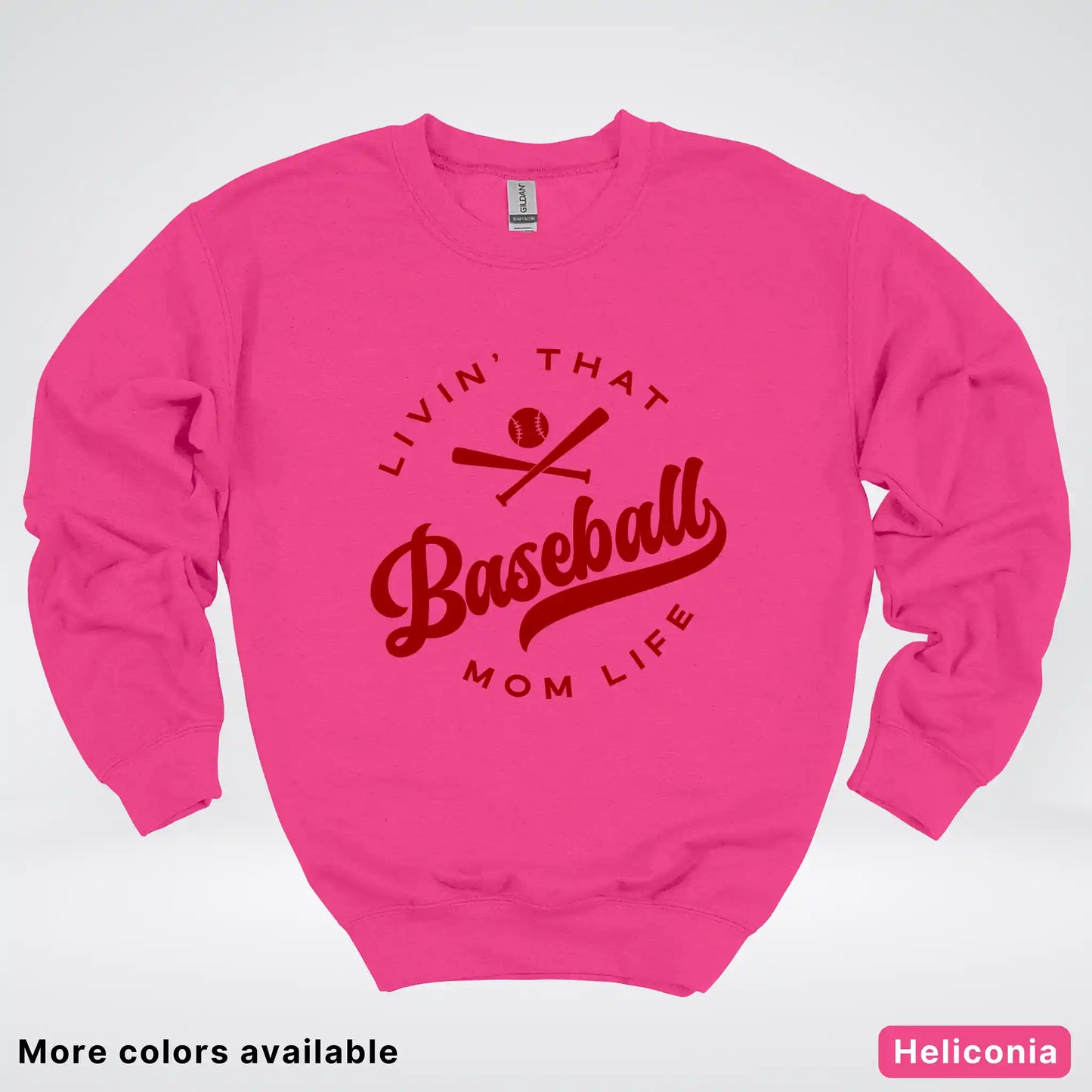 Livin' That Baseball Mom Life – Maroon Design - Crewneck Sweatshirt