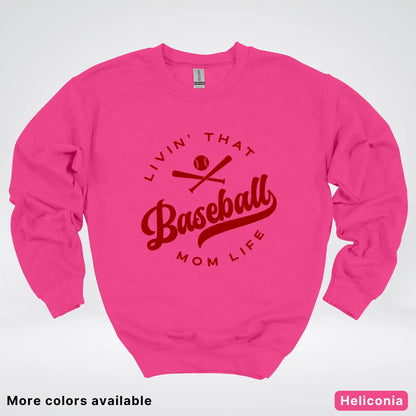 Livin' That Baseball Mom Life – Maroon Design - Crewneck Sweatshirt