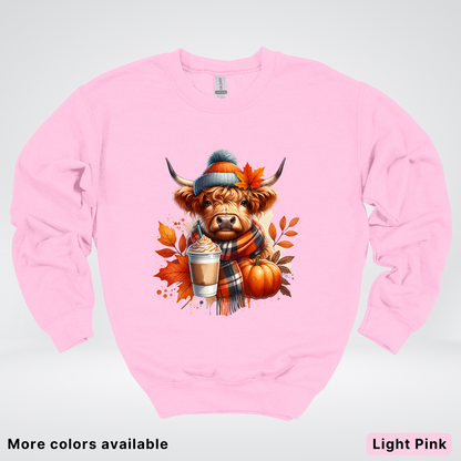Fall Cow Cold Brew Coffee Pumpkin - Crewneck Sweatshirts