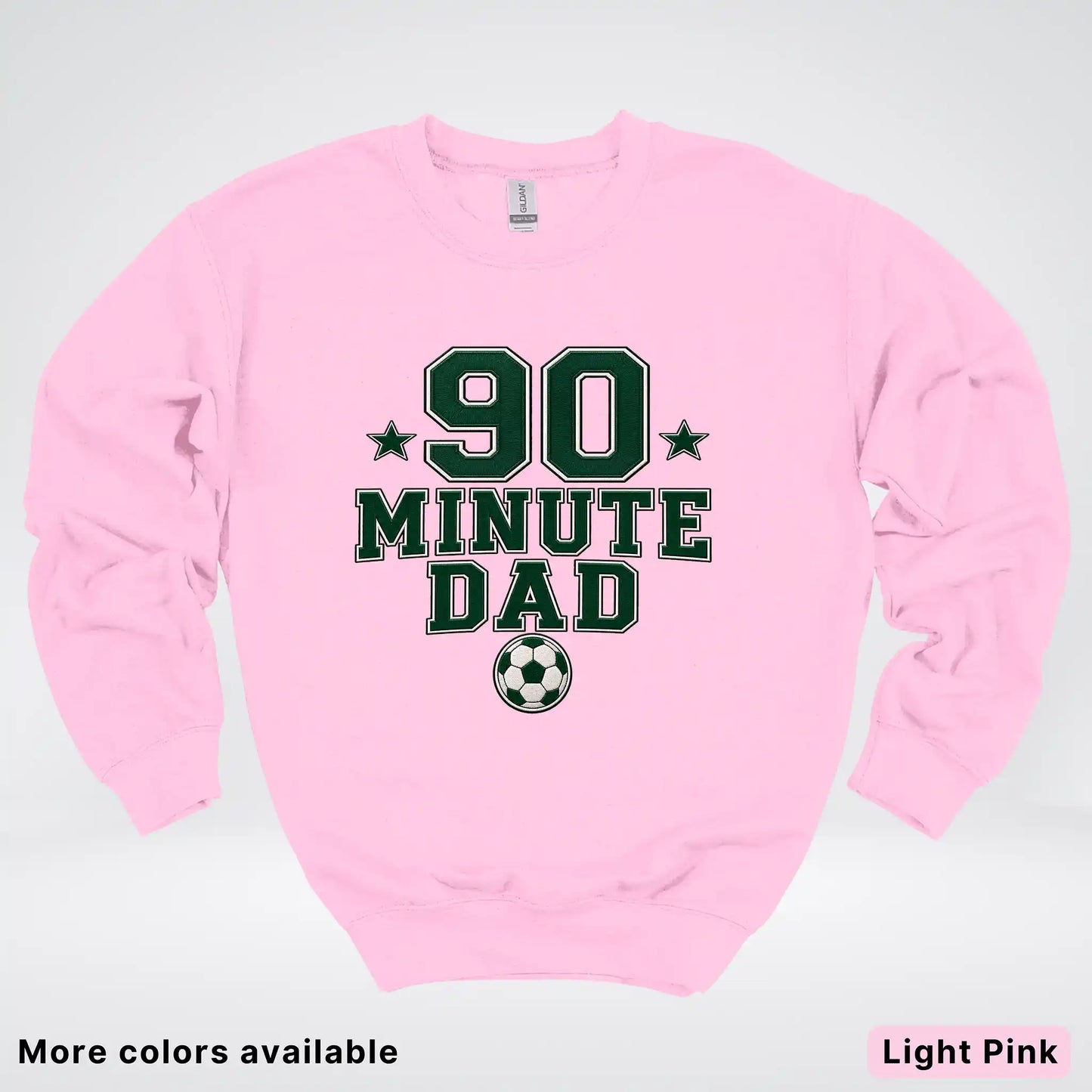 90 Minute Dad – Faux Embroidery Soccer Dad Crewneck Sweatshirt