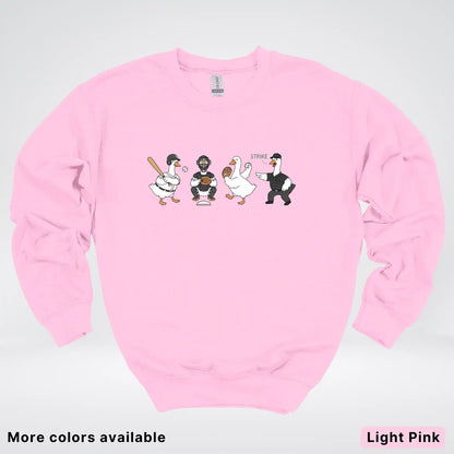 Baseball Goose Squad – Funny Baseball Goose Graphic Crewneck Sweatshirt