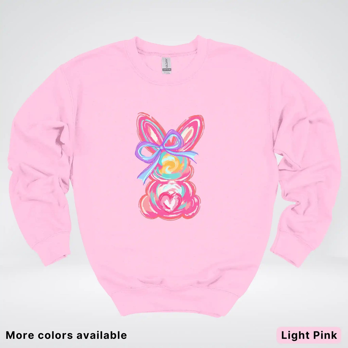 Coquette Easter Bunny – Pastel Bow Bunny Spring Graphic - Crewneck Sweatshirt