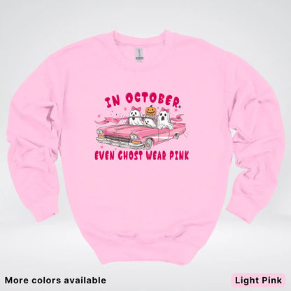 In October Even Ghost Wear Pink Breast Cancer Awareness Crewneck Sweatshirt