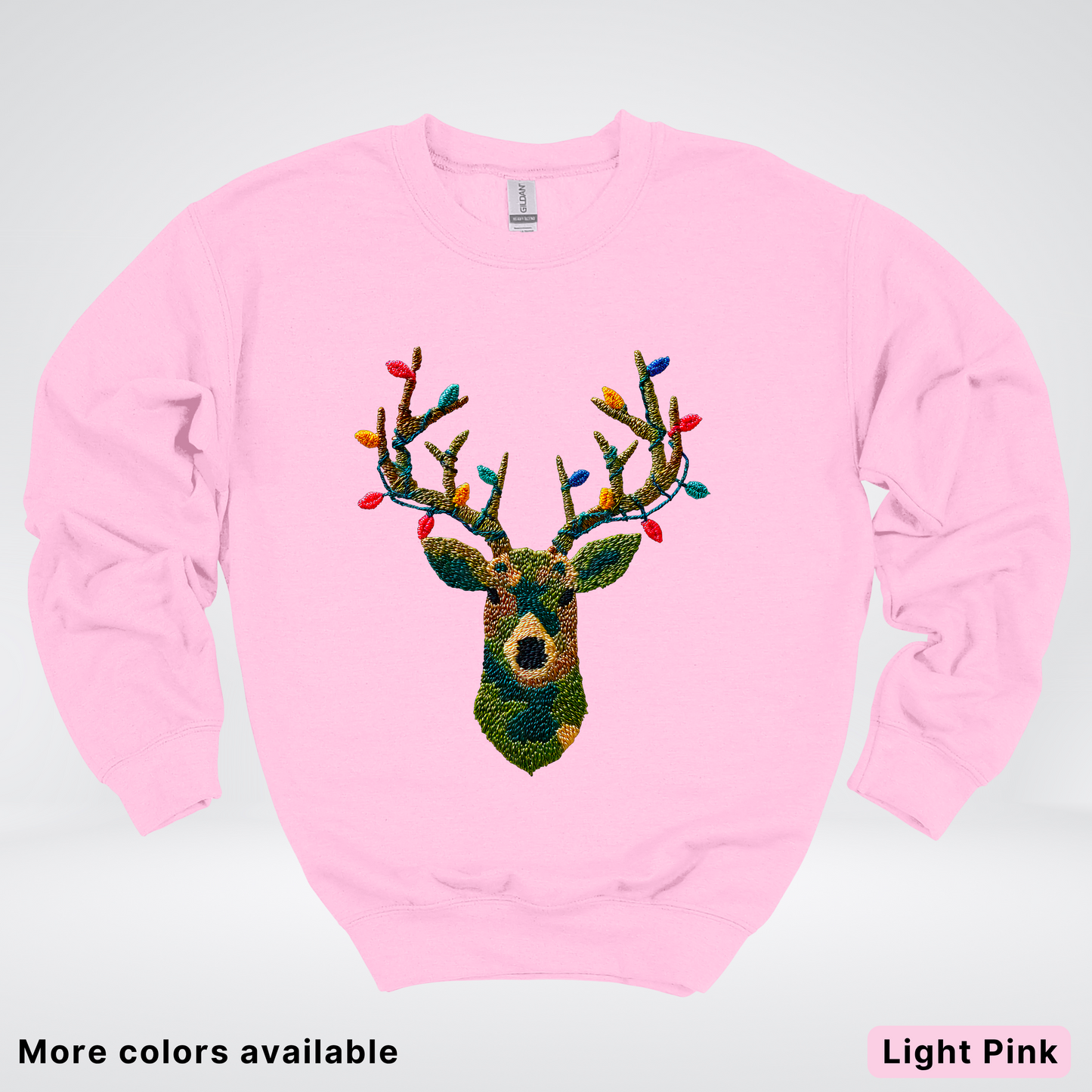 Rustic Reindeer Lights – Hook Yard Faux Texture - Crewneck Sweatshirt