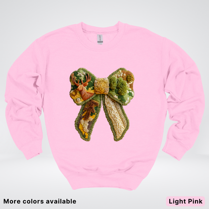 Forest Berry Bow Hook Yard Faux Look - Crewneck Sweatshirt