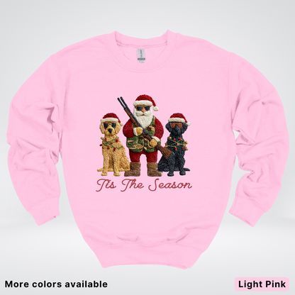 Tis The Season Hunting Santa Hook Yard Faux - Crewneck Sweatshirt