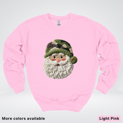Woodland Santa Face (Hook Yard Faux Texture) - Crewneck Sweatshirt