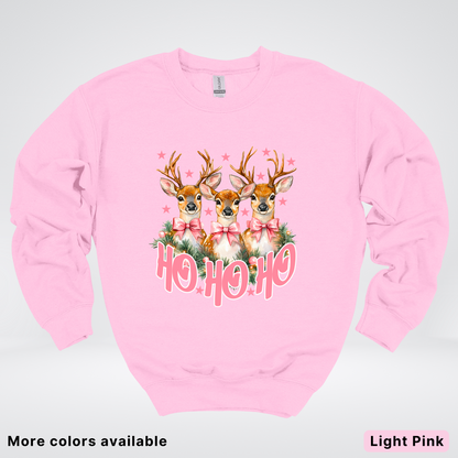 Ho Ho Ho Pink Deer Trio - Crewneck Sweatshirt