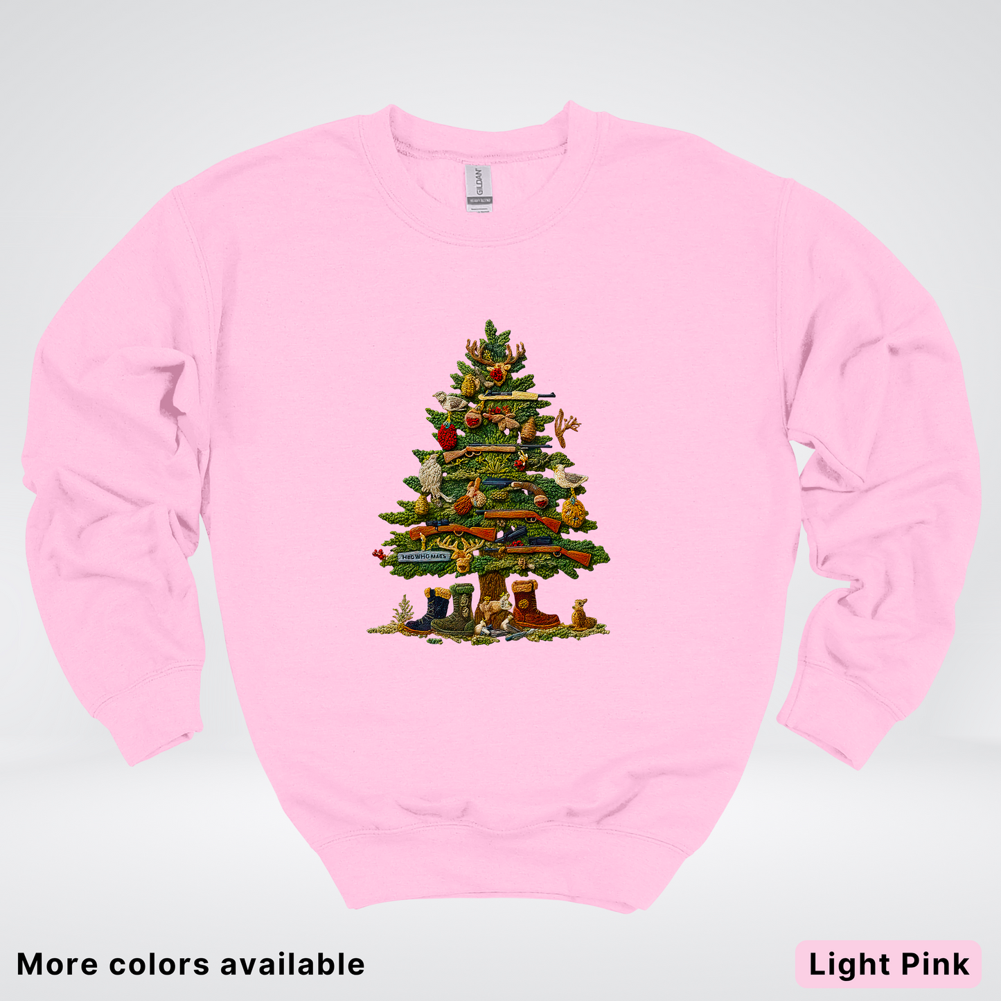 Woodland Critters Christmas Tree Hook Yard Faux - Crewneck Sweatshirt
