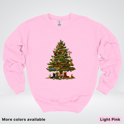 Woodland Critters Christmas Tree Hook Yard Faux - Crewneck Sweatshirt