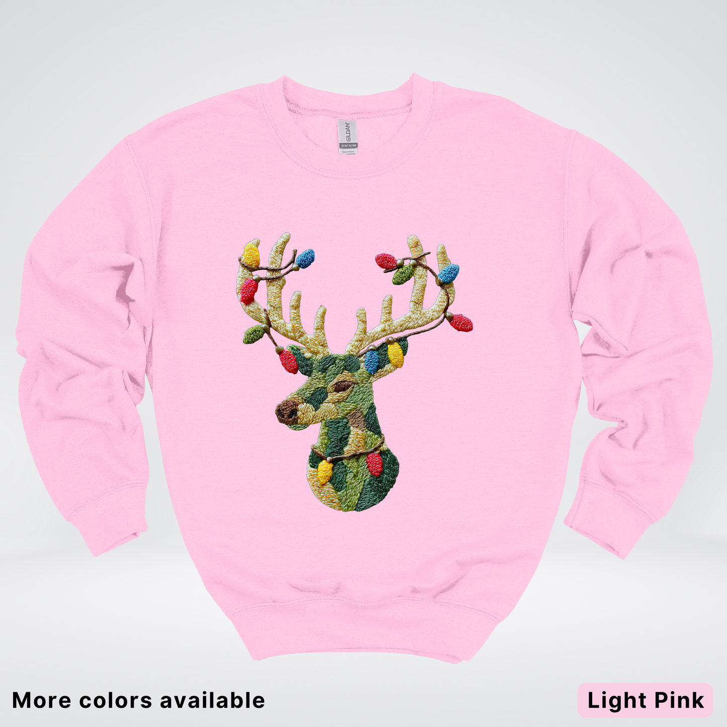 Festive Light-Up Reindeer Hook Yard Faux - Crewneck Sweatshirt