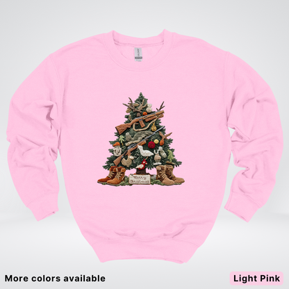 Rustic Holiday Tree & Boots (Hook Yard Faux) - Crewneck Sweatshirt
