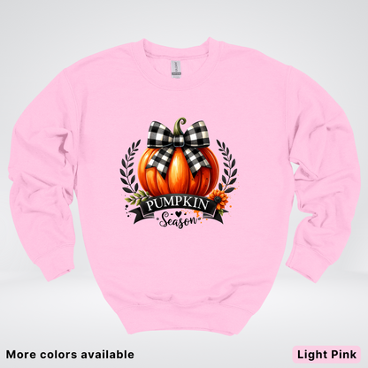 Pumpkin Season Black Plaid Bow - Sweatshirt