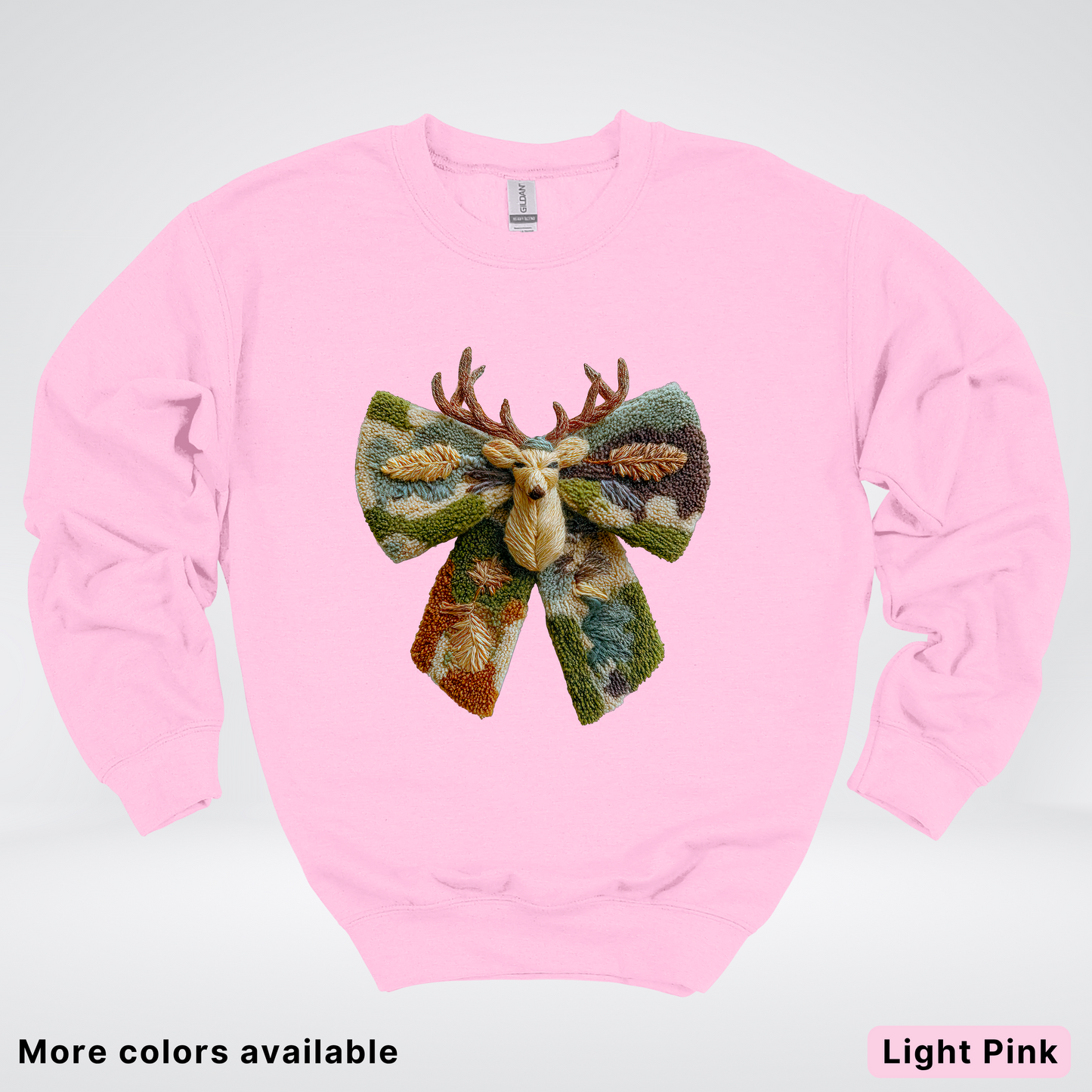 Neutral Woodland Bow Hook Yard Faux - Crewneck Sweatshirt
