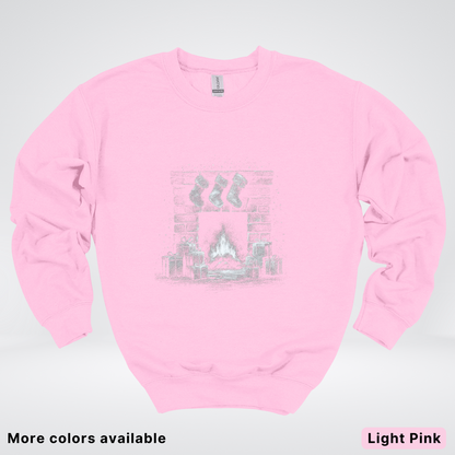 Vintage Christmas Fireplace Scene - Crewneck Sweatshirt