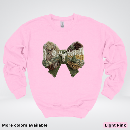 Rocking Horse Holiday Bow – Hook Yard Faux Look - Crewneck Sweatshirt