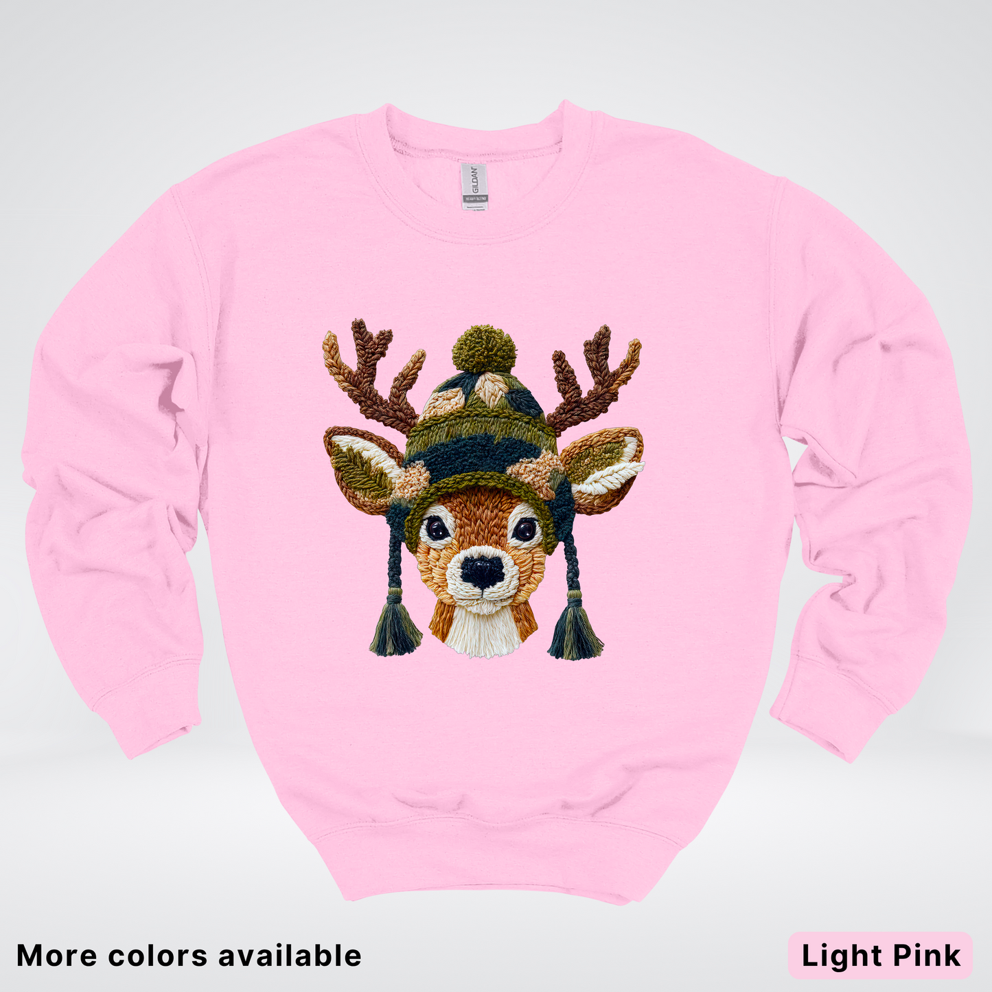 Cozy Winter Reindeer Hook Yard Faux Texture - Crewneck Sweatshirt