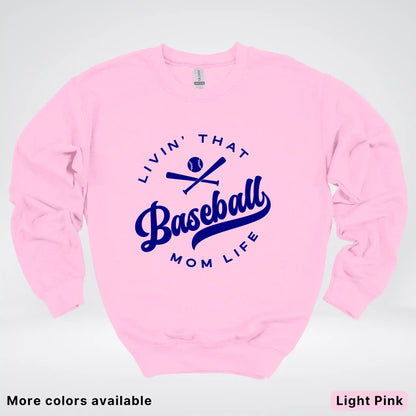 Livin' That Baseball Mom Life - Navy Design - Crewneck Sweatshirt
