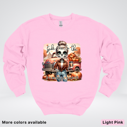 Take Me To The Pumpkin Patch Skeleton - Crewneck Sweatshirts