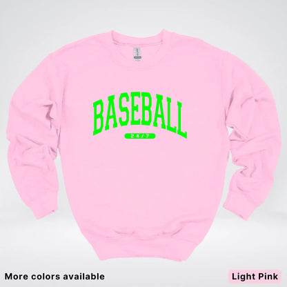 Baseball 24/7 – Green Design - Crewneck Sweatshirt
