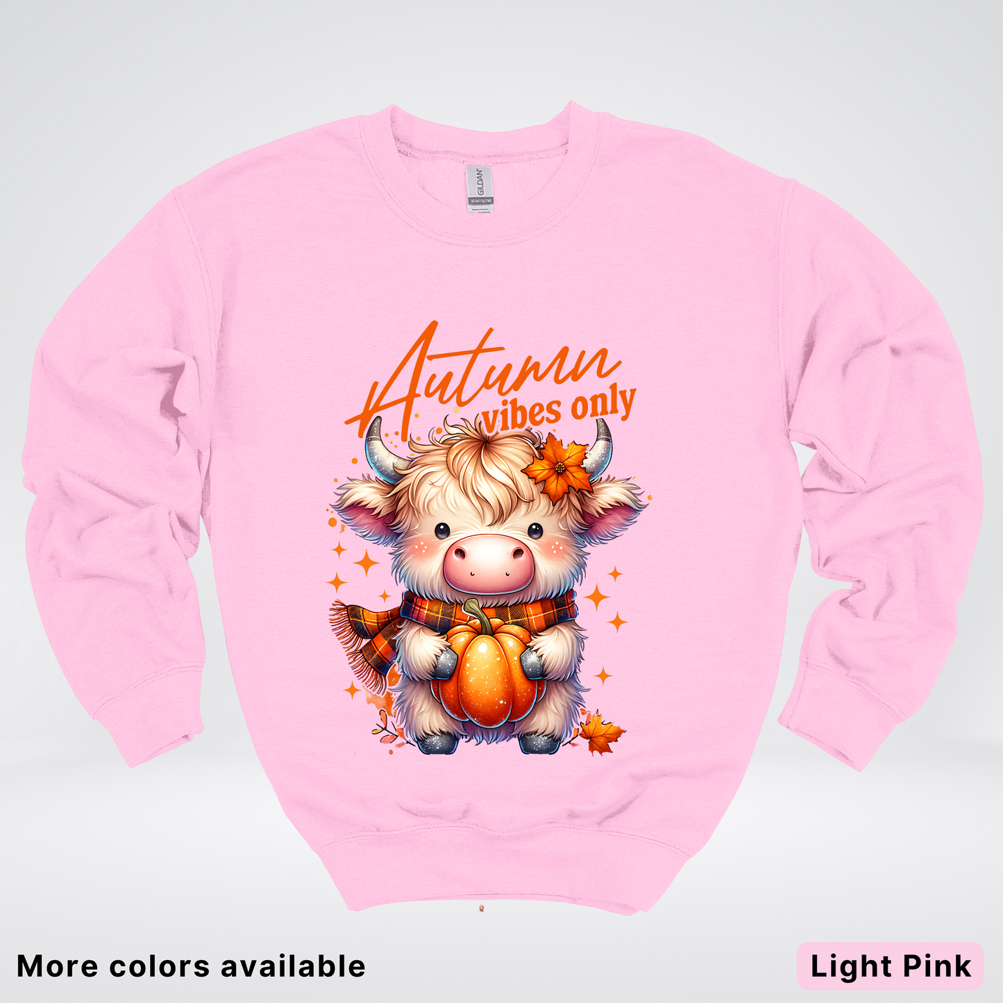 Autumn Fall Vibes Only Small Cow Calf Pumpkin - Crewneck Sweatshirt