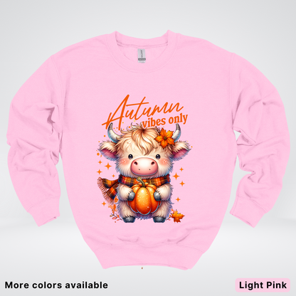 Autumn Fall Vibes Only Small Cow Calf Pumpkin - Crewneck Sweatshirt